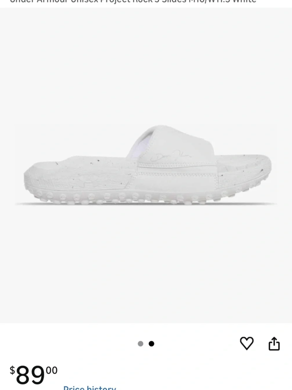 Under Armour Unisex Project Rock 3 Slides M18 W19.5 white nwt